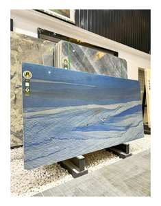 Losa de Mármol Azul Macaubas Pulido Moderno de Lujo con Vetas Blancas, Impermeable, para Paredes Interiores, Encimeras - Product Image 3