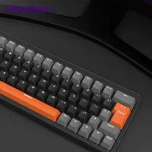 Keyboard Mekanis Gaming Mini, Saklar Merah Nirkabel 64 Kunci untuk Pc dan Mac