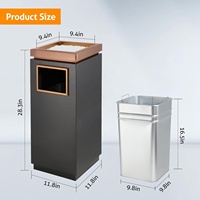 Poubelle extérieure commerciale avec couvercle, 7 gallons, en acier inoxydable, résistante à l'abrasion, avec seau intérieur amovible, pour bureau