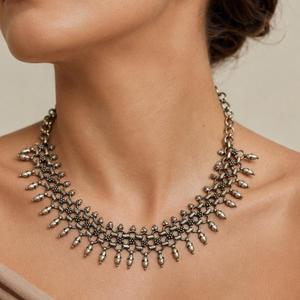 Traditional <b>Oxidized</b> Silver Statement Necklace for Women - Product Image 1