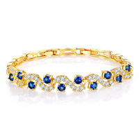 Bracelet en cuivre plaqué or 18 carats avec gros diamants et zircons brillants, style européen et américain