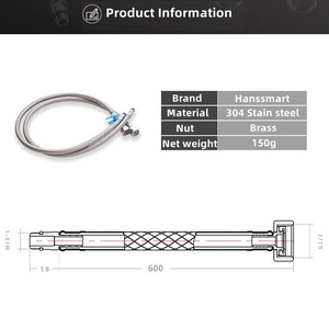 Tubo doccia G1/2 * M10 * 1 60CM 304 tubo intrecciato in acciaio inox rubinetto da cucina tubi idraulici flessibili - Product Image 3