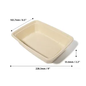Wholesale 36oz PFAS Free Biodegradabl Sugarcane Disposable Square Food Container Free Fluoride Paper Bowl