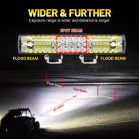 Barre LED automatique 3 rangées 12 20 26 32 40 pouces, faisceau spot et large, 3500K 6500K, stroboscope, 12V 24V, pour tout-terrain 4x4, VTT, pick-up, véhicule utilitaire, camion, éclairage de travail
