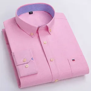 Camicie Casual da uomo taglie forti 7xl da ufficio 100% in cotone Oxford a maniche lunghe, filato traspirante tinto in bianco nero per la primavera - Product Image 5