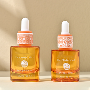 Cosmético 30ml Botella cuentagotas de vidrio Embalaje de lujo Esencial Suero facial Botella cuentagotas de aceite Botella de hombro plano - Product Image 2