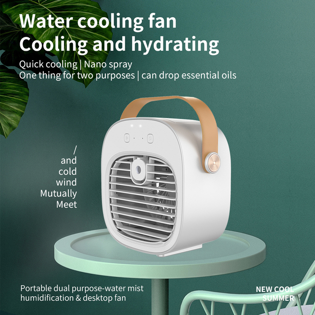Desktop Water-cooled Fan USB Powered Portable Suitable for Home and Office Use Also Functions As a Humidifier