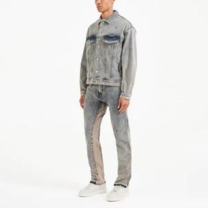Vente chaude populaire coton Spandex Vintage <span class=keywords><strong>pierre</strong></span> lavage épais matériel Denim hommes vêtements de rue en plein air Denim veste - Product Image 3
