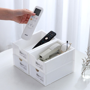 <b>Slim</b> Drawer Box Stackable <b>Storage</b> Organizer White Transparent Gray Rectangle Desktop Office Stationery Cabinet - Product Image 3