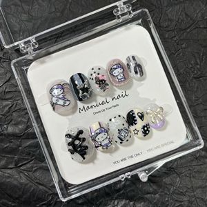 Puramente hecho a mano Linda chica de dibujos animados corto redondo usable Nail Art <span class=keywords><strong>Patch</strong></span> desmontable - Product Image 4