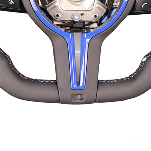 Volante de Cuero Personalizado en Azul, Rojo Rosa y Negro para <span class=keywords><strong>BMW</strong></span> F30 F32 F10 E90 E60 <span class=keywords><strong>M5</strong></span> F80 F82 E91 E92 X5 X6 M3 <span class=keywords><strong>M5</strong></span> - Product Image 6