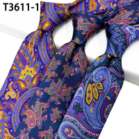 Luxus Edle Paisley Krawatten Gold Wein Wald Grün Lila Rot Männer Paisley Herren Polyester Bedruckte Handgemachte Krawatte Lieferant