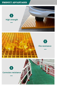 Grilles moulées en composite de fibre de verre FRP GRP haute résistance anti-âge, très vendues, pour passerelles industrielles et marches d'escalier - Product Image 3