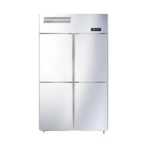 4ドア直立商用ステンレス鋼商用直立フレンチドアチェストフリーザーチラー冷蔵庫冷蔵庫機器