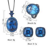 Nouveau laiton plaqué platine 13*18-12*16 Simulation bleu spinelle noir pistolet plaqué ensemble de bijoux de mode