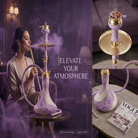 Ensemble de chicha de luxe en marbre violet, moderne, en acier inoxydable doré, pour bar, lounge, fête, cadeau