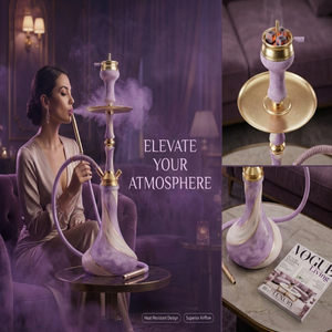 Juego de cachimba de mármol púrpura de lujo, moderno, de acero inoxidable dorado, shisha, narguile, pipa de agua para fumar, para bar, salón, fiesta, regalo. - Product Image 5