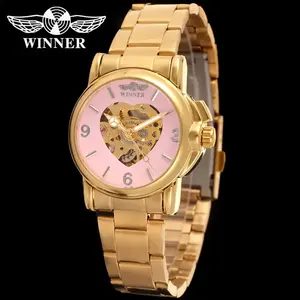 Winner Forsining 157 Ladies Full Diamond Luxury Hollow Automatic Movement Cool Business Woman Watch Fashion Mechanical Watches