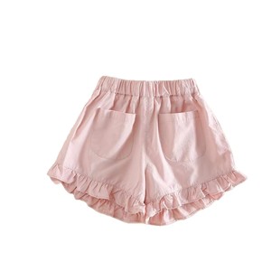 Pantaloncini Estivi per Bambine 2026, Stile Coreano, Casual, <span class=keywords><strong>in</strong></span> Cotone e Spandex, con Elastico <span class=keywords><strong>in</strong></span> Vita, Volant e Tasche <span class=keywords><strong>in</strong></span> Pizzo - Product Image 1