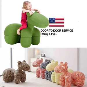 Silla creativa para <span class=keywords><strong>cachorros</strong></span> Pony, tela de microfibra, taburete de animales de madera de cuero, asiento para niños, silla para sala de estar - Product Image 1