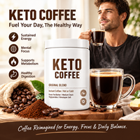 Mélange de café instantané cétogène en poudre ODM OEM sous marque privée avec huile MCT, beurre de vache nourrie à l'herbe et sel de l'Himalaya pour soutenir le régime cétogène