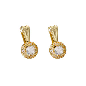 Cross Border Russian <b>Ear</b> <b>Cuffs</b> 18k Gold Color Hoop <b>Earrings</b> With Zircon Inlay Light Luxury Jewelry Wholesale <b>Ear</b> Studs - Product Image 4