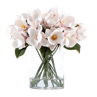 Fleur artificielle de haute qualité au toucher réel, faite à la main, douce, de couleur jaune, avec vase en verre, décoration de table pour mariage, fête à domicile, plante