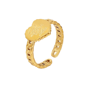 Anelli a Cuore in Acciaio Inossidabile Placcato Oro 18K, Stili Multipli, Regolabili, Resistenti all'Ossidazione, <span class=keywords><strong>Fascia</strong></span> Aperta per Donne, Matrimonio e Fidanzamento - Product Image 1