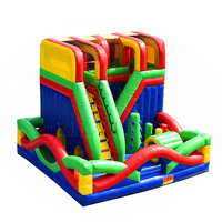 Parcours d'obstacles gonflable commercial avec toboggan, jeu d'escalade gonflable coloré pour enfants, aire de jeux extérieure