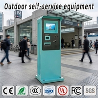 Kiosque de paiement pour système de stationnement extérieur avec écran tactile haute résolution de 15,6 pouces, lecteur de codes-barres et imprimante de reçus, sur pied
