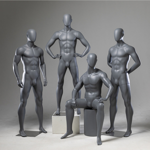 Maniquí Masculino de Fibra de Vidrio Gris Mate, Cuerpo Completo Musculoso, para Exhibición de Ropa Deportiva en Tiendas - Product Image 1