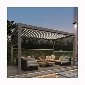 Ngoài trời sân vườn điện Louvre mái nhôm điều khiển từ xa pergola cơ giới không thấm nước sang trọng gazebo vườn Pavillon 3*8