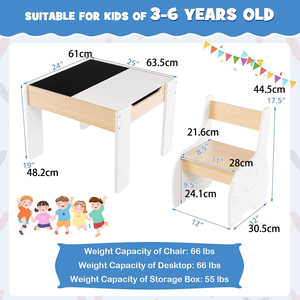 Mesa de Actividades de Madera 4 en 1, Juego de Mesa y Silla para Niños con <span class=keywords><strong>Pizarra</strong></span> Desmontable para Niños y Niñas - Product Image 6