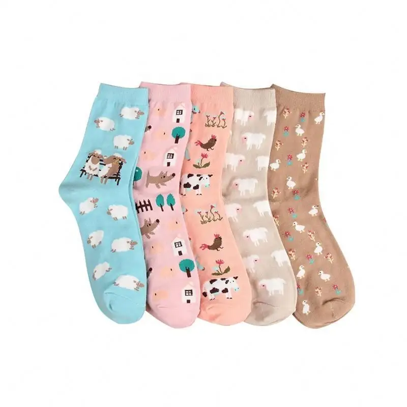 novedosos coloridos SONVELY 3/4 pares de calcetines de algodón para mujer casuales hechos en Corea lindos