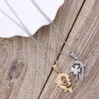 Collier pendentif pour couple de bonne qualité simple en acier inoxydable avec pendentif cœur trèfle, collier à épissure, cadeau pour la Saint-Valentin