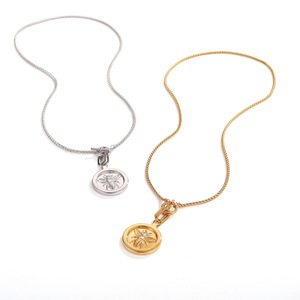 Collar con Colgante de Zirconia, Resistente al Agua, Chapado <span class=keywords><strong>en</strong></span> Oro, Cadena de Acero Inoxidable con Patrón de Abeja, Joyería Moderna <span class=keywords><strong>para</strong></span> Parejas, Unisex - Product Image 4