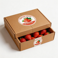Voorgedrukte ronde stickers voor verse fruitrollen - Aardbeien-kunstpapier clamshell doos verpakkingslabels voor boerderijproducten