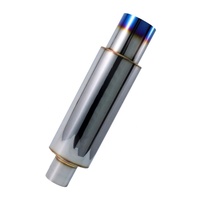 Knalpot Lurus Otomatis Stainless Steel Biru Terbakar Peredam Suara 2.5 inci Inlet 3 inci Outlet Knalpot Balap Lurus untuk Mobil Universal