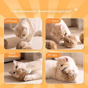 Pelota de Juguete para Gatos de Piel de Conejo, Material de Piel de Conejo Real, Resistente a Mordidas y Arañazos, Juguete para Gatos de Interior, Entretenimiento para Gatos - Product Image 5