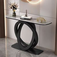 Table console de luxe avec base en métal doré brillant et plateau en pierre frittée, design cœur d'amour, pour salon, entrée