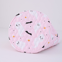Sac cadeau de luxe rose matelassé en tissu, réutilisable, à bord festonné, motif fantôme, pour décoration esthétique d'Halloween