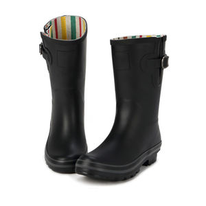 Bottes d'eau noires antidérapantes pour femmes, chaussures à mi-tube en caoutchouc naturel, <span class=keywords><strong>de</strong></span> <span class=keywords><strong>pluie</strong></span>, pour adultes, à la mode - Product Image 3