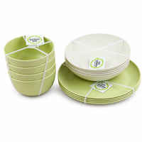 Ensemble de vaisselle biodégradable écologique OEM ODM en fibre de bambou, assiette, bol, fourchette, cuillère pour la maison, les restaurants et la vente au détail
