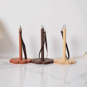 Art Garden Wooden Yarn Spool Holder Portable With Leather Strap For Craft Storage - Product Image 1
