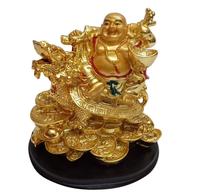 Estatua de moneda de dragón para la riqueza y la buena suerte, estatua de Buda de la suerte, Feng Shui dorado, artesanía india