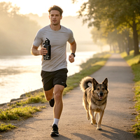 Bouteille d'eau pour chien 2 en 1 en acier inoxydable à double paroi isolée, avec logo personnalisé, capacité de 32 oz, pour animaux de compagnie, pour les voyages