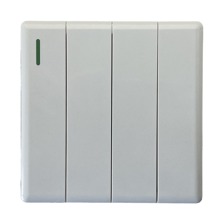 UK/EU Standard Electric 10A 4 Gang 2 Way Switches and Socket PC Panel Wall Light Push Button Switch for Smart Home Hotel