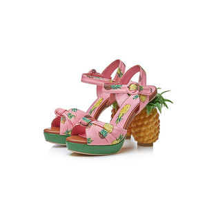 Pineapple Sandalias De Frutas New Design Luxury High Quality Color 2025 Women Bandana <b>Platform</b> Sandals All Anti-Slip Rubber - Product Image 3