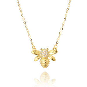 Collar con colgante de abeja chapado en oro con diseño de insecto y cristales de imitación para uso diario, estilo unisex, cadena de eslabones. - Product Image 4