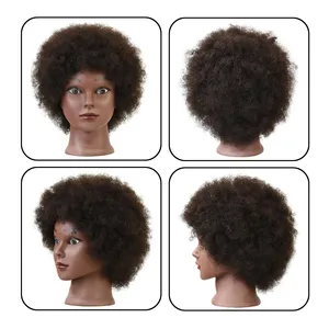 Vente chaude 100% tête de poupée de cheveux humains Mannequin Afro pour tresser des outils d'extension de cheveux Styles de pratique - Product Image 4